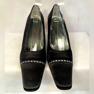 Elegant Black Satin with Rhinestones 2.5”
Heels by Anne Klein